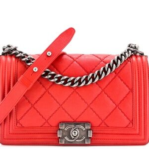CHANEL Red Boy Quilted Medium Crossbody Bag